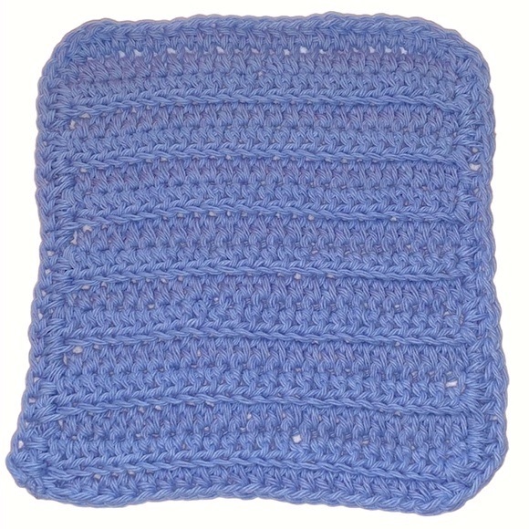 HAND CRAFTED Colorful Blue Crocheted 100% Cotton All Purpose Dish or Wash Cloth - Picture 6 of 6